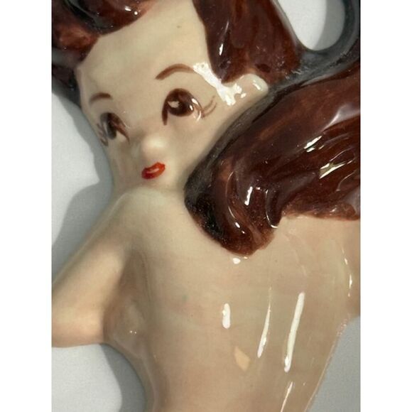 MCM Set of 3 Mermaid Wall Hanging Chalkware Plaster Signed 1970 - Picture 5 of 7